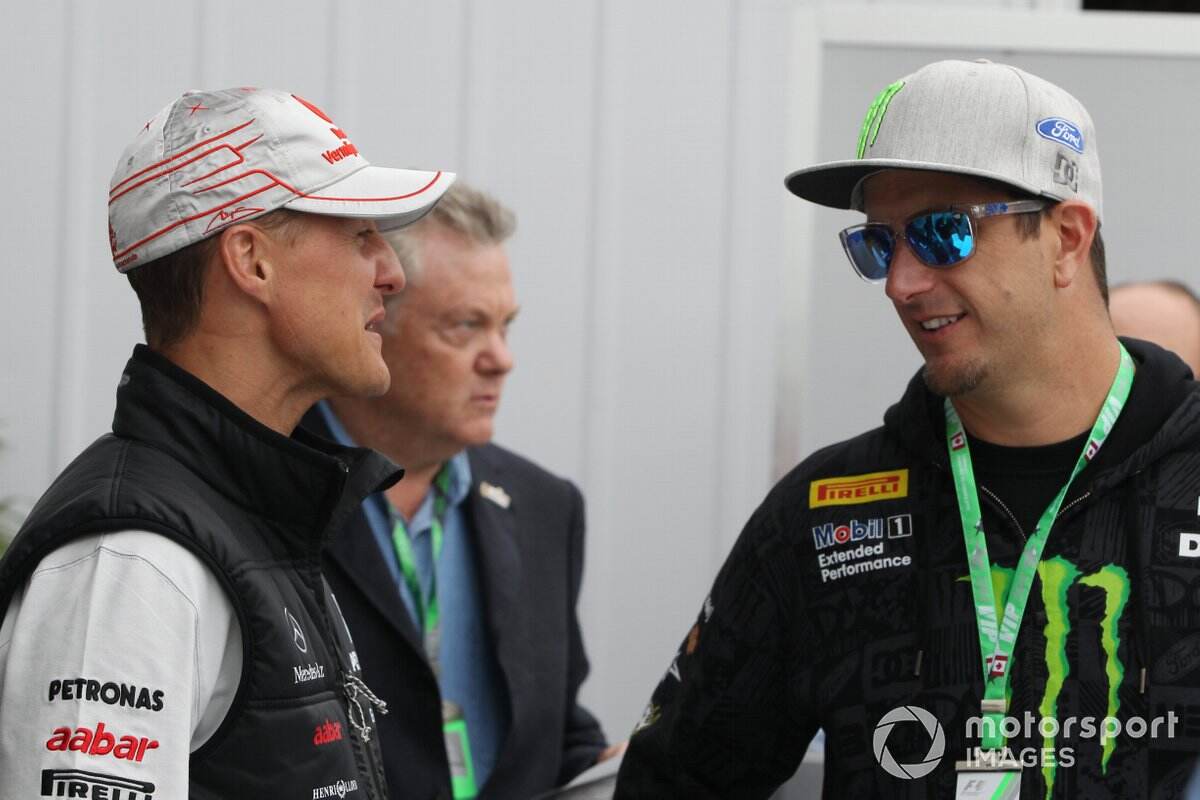 Michael Schumacher, Mercedes GP with Ken Block. Canadian GP