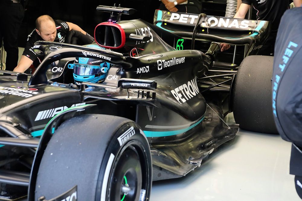 Mercedes W14 sidepods during Bahrain pre-season test