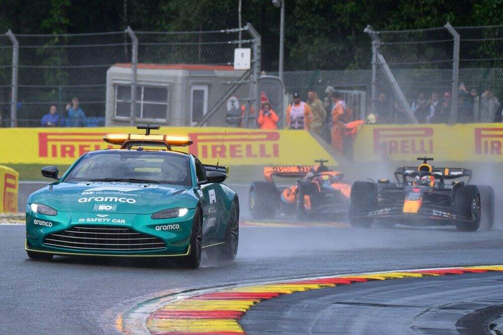 Race start behind the safety car