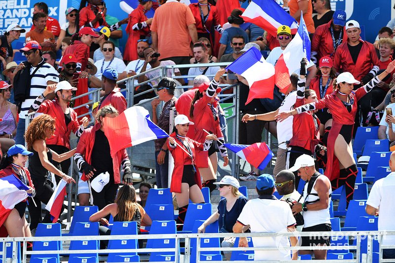 French Grand Prix fans in a grandstand